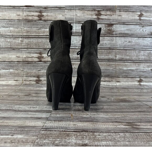 Paul Green Suede lace Ankle strap Heel Boots sz 6 color Black made Austria - Picture 4 of 10